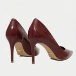 Scarpin Couro Verniz Salto Médio Fino Vermelho Merlot
