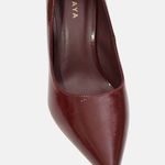 Scarpin Couro Verniz Salto Médio Fino Vermelho Merlot