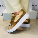 Tênis Couro Premium Camurça Classic Caramelo Nude