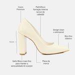 Scarpin Couro Salto Bloco Médio Off White