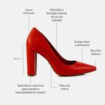 Scarpin Couro Salto Bloco Médio Vermelho Cherry Night
