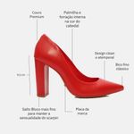 Scarpin Couro Salto Bloco Médio Vermelho Ferrari