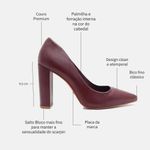 Scarpin Couro Salto Bloco Médio Vermelho Merlot