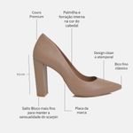 Scarpin Couro Salto Bloco Médio Cinza Moonstone