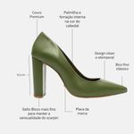 Scarpin Couro Salto Bloco Médio Verde Militar