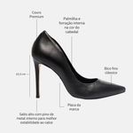 Scarpin Couro Salto Alto Fino Preto