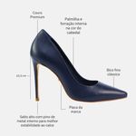 Scarpin Couro Salto Alto Fino Azul Night Sky