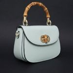 Bolsa Couro Premium Bamboo Azul Celeste