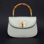 Bolsa Couro Premium Bamboo Azul Celeste
