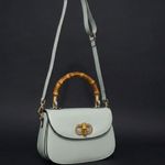 Bolsa Couro Premium Bamboo Azul Celeste