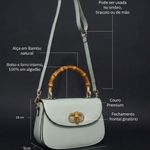 Bolsa Couro Premium Bamboo Azul Celeste