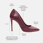 Scarpin Couro Salto Alto Fino Vermelho Merlot