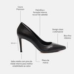 Scarpin Couro Salto Médio Fino Preto