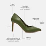 Scarpin Couro Salto Médio Fino Verde Militar