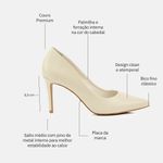 Scarpin Couro Salto Médio Fino Off White