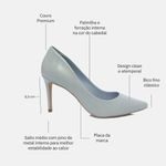 Scarpin Couro Salto Médio Fino Azul Celeste