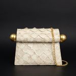 Bolsa Couro Pirarucu Clutch Fátima Off White