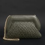 Bolsa Couro Tressê Clutch Tiracolo Verde Militar