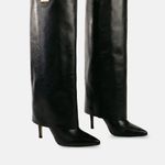 Bota Cano Longo Couro Premium Salto Médio Fino Preto