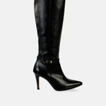 Bota Cano Longo Couro Premium Salto Médio Fino Preto