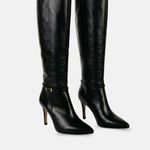 Bota Cano Longo Couro Premium Salto Médio Fino Preto