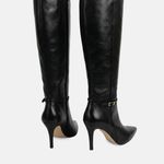Bota Cano Longo Couro Premium Salto Médio Fino Preto