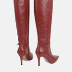 Bota Cano Longo Couro Premium Salto Médio Fino Vermelho Merlot