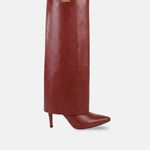Bota Cano Longo Couro Premium Salto Médio Fino Vermelho Merlot