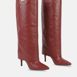 Bota Cano Longo Couro Premium Salto Médio Fino Vermelho Merlot