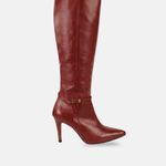 Bota Cano Longo Couro Premium Salto Médio Fino Vermelho Merlot
