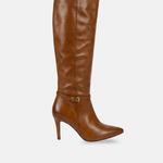 Bota Cano Longo Couro Premium Salto Médio Fino Caramelo