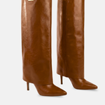 Bota Cano Longo Couro Premium Salto Médio Fino Caramelo