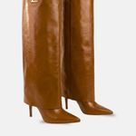 Bota Cano Longo Couro Premium Salto Alto Fino Caramelo
