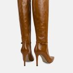 Bota Cano Longo Couro Premium Salto Alto Fino Caramelo