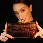 Bolsa Couro Jacaré Clutch Café