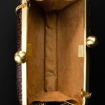 Bolsa Couro Jacaré Clutch Café