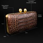 Bolsa Couro Jacaré Clutch Café