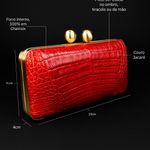 Bolsa Couro Jacaré Clutch Vermelho
