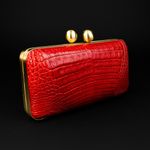 Bolsa Couro Jacaré Clutch Vermelho