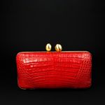 Bolsa Couro Jacaré Clutch Vermelho