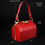 Bolsa Couro Jacaré Premium Box Média Vermelho