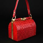 Bolsa Couro Jacaré Premium Box Média Vermelho
