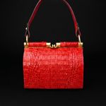 Bolsa Couro Jacaré Premium Box Média Vermelho