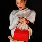 Bolsa Couro Jacaré Premium Box Média Vermelho