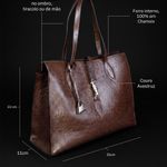 Bolsa Couro Avestruz Tote Grande Marrom