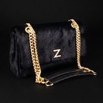 Bolsa Couro Pelo Tiracolo Zhaya Média Preto
