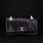 Bolsa Couro Pelo Tiracolo Zhaya Média Preto