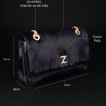 Bolsa Couro Pelo Tiracolo Zhaya Média Preto