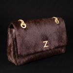 Bolsa Couro Pelo Tiracolo Zhaya Média Marrom  Café