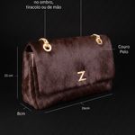 Bolsa Couro Pelo Tiracolo Zhaya Média Marrom  Café